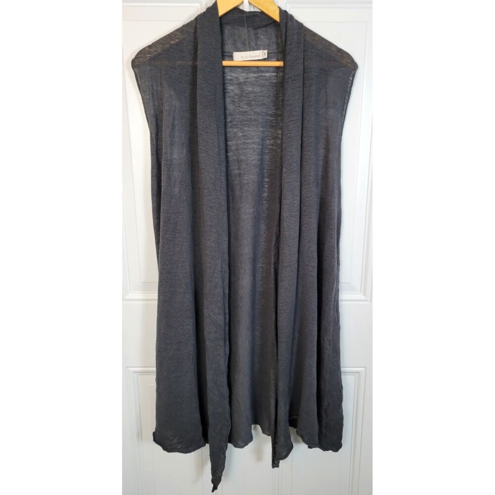 Cut Loose Linen Sleeveless Cardigan One Size Lagenlook Minimalist Granola Earthy